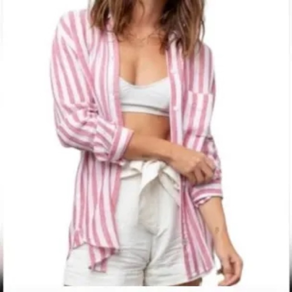 Rails Red & White Stripe Charli Shirt M - image 3